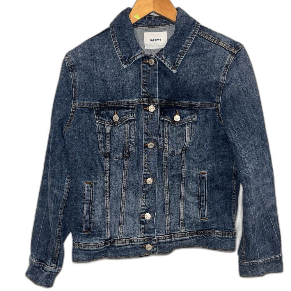 Old Navy Denim Jean Jacket Women's Sz M Blue Medium Wash Classic Casual Trucker